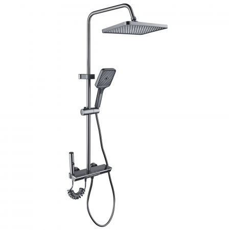 Coloana de dus RAIZ Origins PRIME, 4 functii, Display LCD, Montare rapida, Jet reglabil, Para de dus, Dus fix cu functie ploaie, Functie bideu, Negru mat [1]