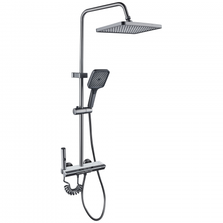 Coloana de dus RAIZ Origins PURE, 4 functii, Montare rapida, Jet reglabil, Presiune ridicata, Para de dus, Dus fix cu functie ploaie, Functie bideu, Negru mat [1]