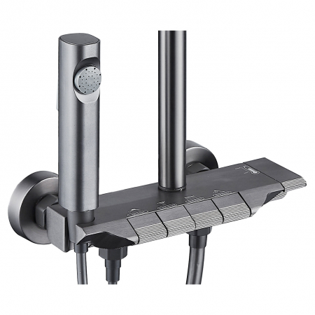 Coloana de dus RAIZ Origins NOVA, 4 functii, Montare rapida, Jet reglabil, Presiune ridicata, Para de dus, Dus fix cu functie ploaie, Functie bideu, Negru mat [2]