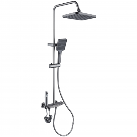 Coloana de dus RAIZ Origins NOVA, 4 functii, Montare rapida, Jet reglabil, Presiune ridicata, Para de dus, Dus fix cu functie ploaie, Functie bideu, Negru mat [1]