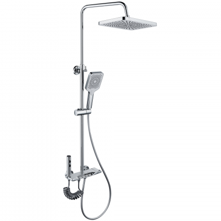 Coloana de dus RAIZ Origins Crest, 4 functii, Usor de montat, Presiune ridicata, Jet reglabil, Materiale premium, Dus fix cu functie ploaie, Functie bideu, Argintiu [1]