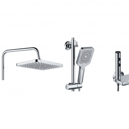 Coloana de dus RAIZ Origins Crest, 4 functii, Usor de montat, Presiune ridicata, Jet reglabil, Materiale premium, Dus fix cu functie ploaie, Functie bideu, Argintiu [5]