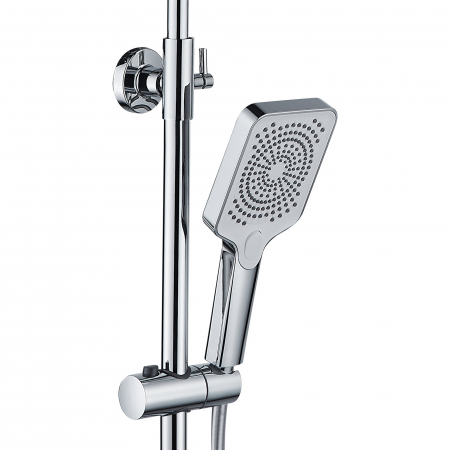 Coloana de dus La Brocca BBS002, 4 functii, Din Alama, usor de montat, jet reglabil, Afisaj electronic, materiale premium, Presiune ridicata, Dus fix cu functie ploaie, Functie bideu, Argintiu [3]