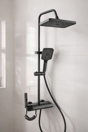 Coloana de dus RAIZ Origins Flow, 4 functii, Afisaj digital, Jet reglabil, Presiune ridicata, Para de dus, Dus fix cu functie ploaie, Functie bideu, Gri [3]