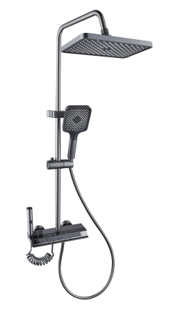 Coloana de dus RAIZ Origins Flow, 4 functii, Afisaj digital, Jet reglabil, Presiune ridicata, Para de dus, Dus fix cu functie ploaie, Functie bideu, Gri [9]