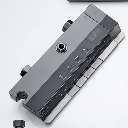 Coloana de dus RAIZ Origins Flow, 4 functii, Afisaj digital, Jet reglabil, Presiune ridicata, Para de dus, Dus fix cu functie ploaie, Functie bideu, Gri [8]