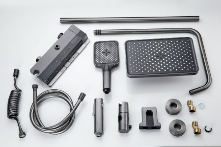 Coloana de dus RAIZ Origins Flow, 4 functii, Afisaj digital, Jet reglabil, Presiune ridicata, Para de dus, Dus fix cu functie ploaie, Functie bideu, Gri [10]