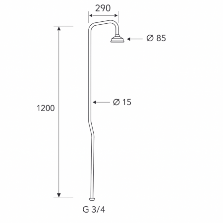 Coloana de dus Remer 329EX351EX, cap de dus tip ploaie, alama cromata, 1200x85mm [3]