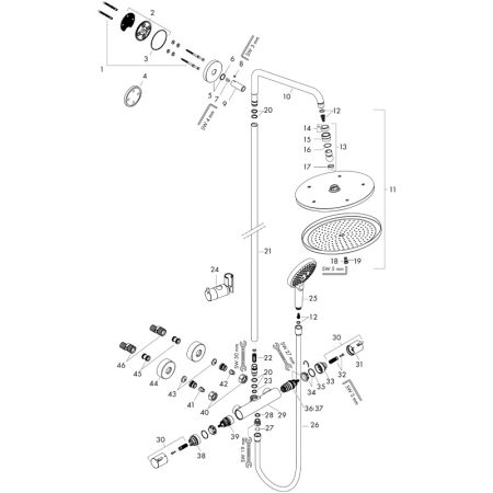 Coloana de dus termostatata Hansgrohe Croma Select S, palarie 280 mm, blocare 40 grade, negru mat [5]