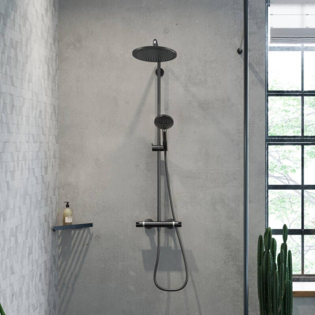 Coloana de dus termostatata Hansgrohe Croma Select S, palarie 280 mm, blocare 40 grade, negru mat [1]