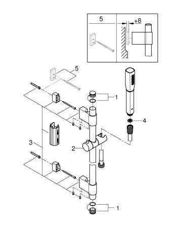 Coloana dus Grohe 26038IG0, Grandera, 1/2'', 1 functie, 900 m, metal, crom / auriu [2]