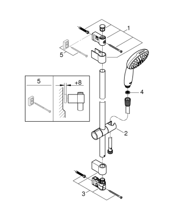Coloana dus Grohe 261632433, 1.75 m, 110 mm, 900 mm, 2 functii para dus, 1/2 conexiune furtun, Negru [5]