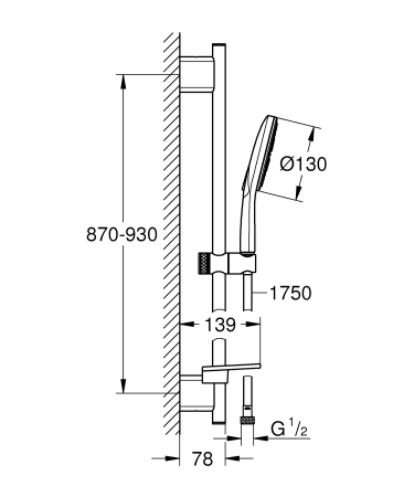 Coloana dus Grohe 26578LS0, SmartActive 130, 900 mm, 3 functii, etajera, crom [5]