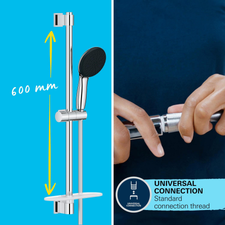 Coloana dus Grohe 26952001, 1.75 m, 110 mm, 620 mm, 2 functii para dus, 1/2 conexiune furtun, conexiune universala, Crom [14]