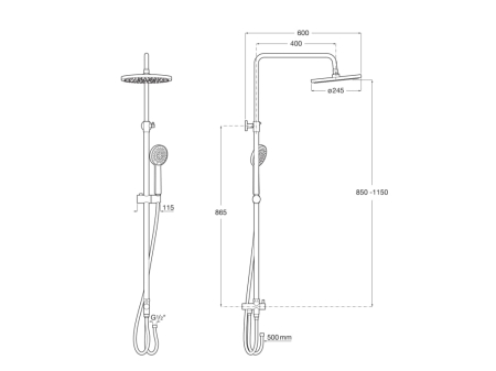 Coloana dus Roca A5B9M61C00, 1.7 m, 80 mm, 1250 mm, 245 mm, 1 functii para dus, 1/2 conexiune furtun, Crom [1]
