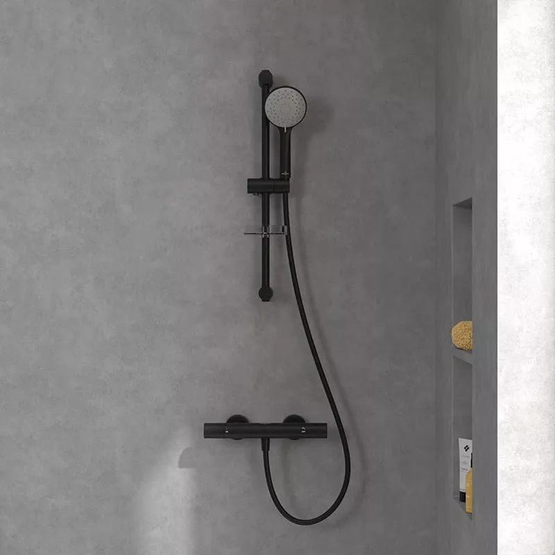 Coloana dus Villeroy and Boch, 600 mm, 3 functii, etajera, mat, negru, TVS109004UK0K5 [2]