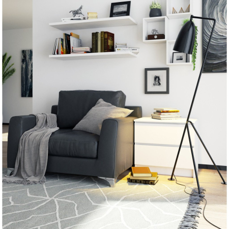 Comoda cu 2 sertare din PAL laminat 16 mm, 60x40x55 cm, alb [4]