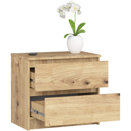 Comoda cu 2 sertare din PAL laminat 16 mm, 60x40x55 cm, stejar artisan [2]