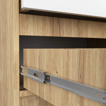 Comoda cu 2 sertare din PAL laminat 16 mm, 60x40x55 cm, stejar artisan si alb [3]