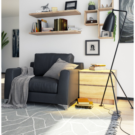 Comoda cu 2 sertare din PAL laminat 16 mm, 60x40x55 cm, stejar sonoma [6]