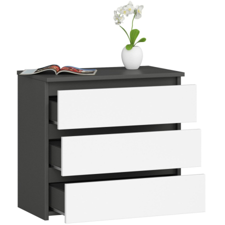 Comoda cu 3 sertare, PAL laminat 16 mm, 60x35x57 cm, gri si alb [1]