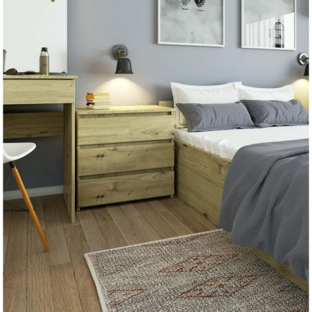 Comoda cu 3 sertare, PAL laminat 16 mm, 60x35x57 cm, stejar artisan [3]