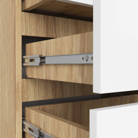 Comoda cu 3 sertare, PAL laminat 16 mm, 60x35x57 cm, stejar artisan si alb [4]