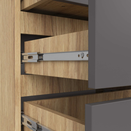 Comoda cu 3 sertare, PAL laminat 16 mm, 60x35x57 cm, stejar artisan si gri [4]