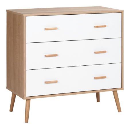 Living & hol -  Comoda cu 3 Sertare pentru Sufragerie si Dormitor, Comoda Moderna din Lemn, 80x39x80 cm, Alb