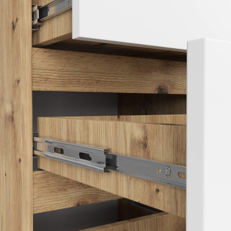 Comoda cu 4 sertare, PAL laminat 16mm, 40x35x74 cm, stejar artisan si alb [5]