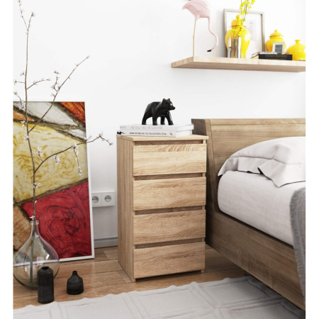 Comoda cu 4 sertare, PAL laminat 16mm, 40x35x74 cm, stejar sonoma [4]