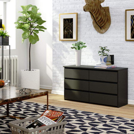 Comoda cu 6 sertare, PAL laminat, 100x35x57 cm, gri [4]