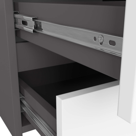 Comoda cu 6 sertare, PAL laminat, 100x35x57 cm, gri si alb [3]