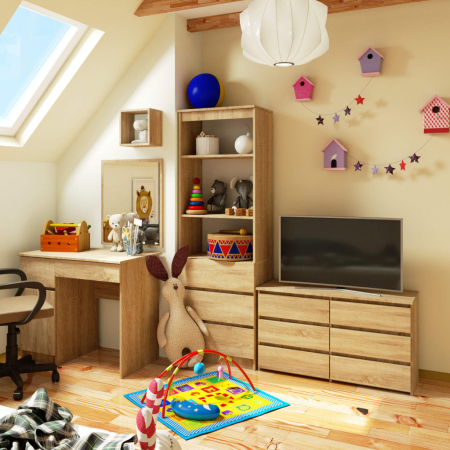 Comoda cu 6 sertare, PAL laminat, 100x35x57 cm, stejar sonoma [6]