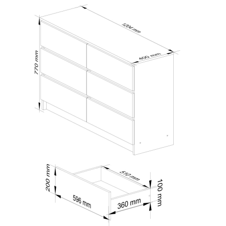 Comoda cu 6 sertare, PAL laminat, 120x40x77 cm, stejar sonoma [1]