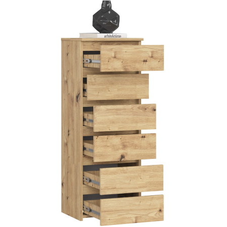 Comoda cu 6 sertare, PAL laminat 16 mm, 40x35x109 cm, stejar artisan [1]
