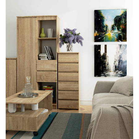 Comoda cu 6 sertare, PAL laminat 16 mm, 40x35x109 cm, stejar sonoma [3]