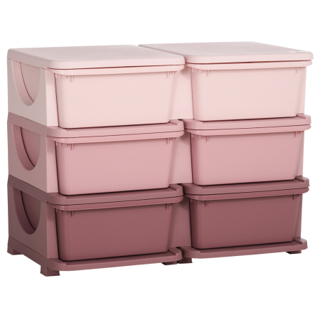 Dormitor & birou -  Comoda cu 6 Sertare pentru Copii 3-6 Ani cu Margini Rotunjite, din PP Roz, 75x37x56.5 cm