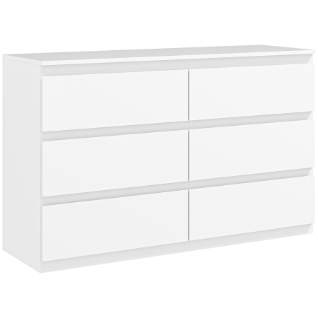 Living & hol -  Comoda cu 6 sertare pentru dormitor, din lemn, cu ghidaje metalice, 120x39x75 cm, alba