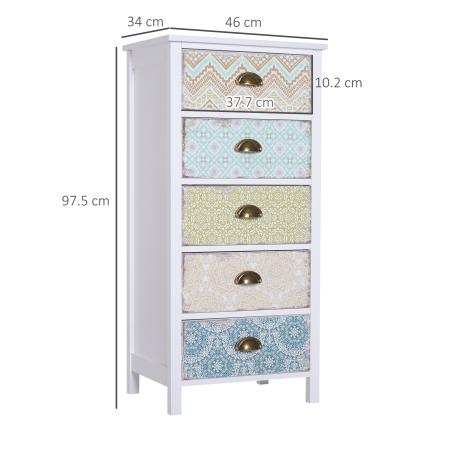  Comoda Dulapior Vintage cu 5 Sertare Fantezie, 46x34x97.5cm [2]