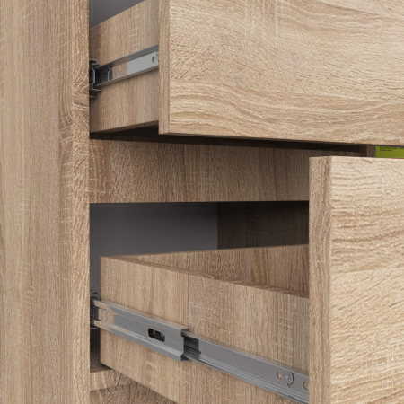 Comoda JERRY cu 3 sertare si dulap cu rafturi, PAL laminat, 80x35x77 cm, stejar sonoma [4]