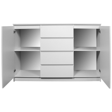 Comoda K160, cu 4 sertare si 2 dulapuri, PAL laminat 16 mm, 160x40x99 cm, alb [4]
