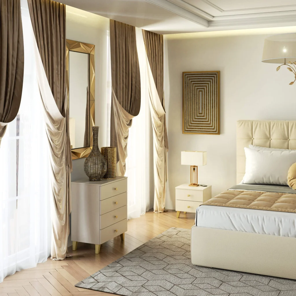 Comoda MOBI K-04, 4 sertare, 60x37x73 cm, casmir cu detalii aurii [3]