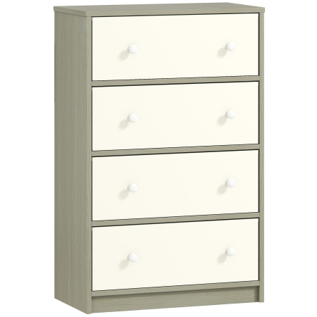 Comode -  Comoda Moderna cu 4 Sertare Pliabile 58x30x91 cm, Alb si Gri