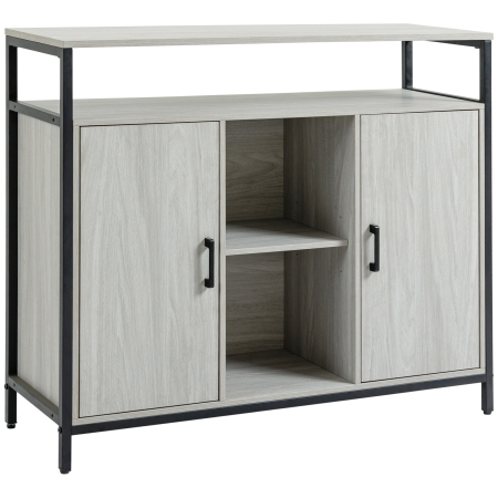 Mobila bucatarie -  Comoda moderna din lemn cu rafturi, 100x34x87.2cm, gri deschis