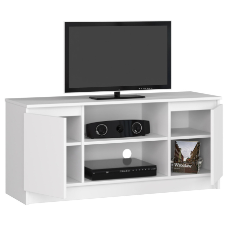 Comoda TV cu 2 usi si o polita, PAL laminat 16 mm, 120x40x55 cm, alb [1]