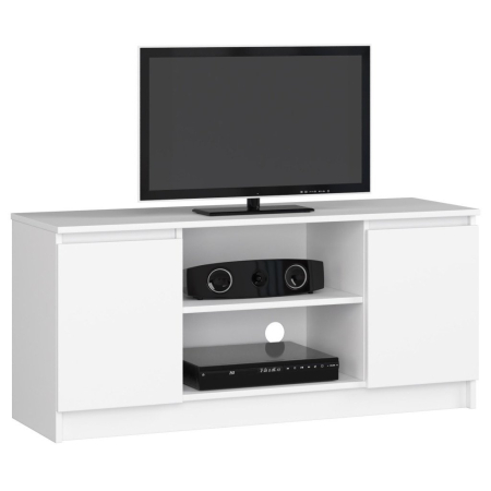 Living & hol - Comoda TV cu 2 usi si o polita, PAL laminat 16 mm, 120x40x55 cm, alb
