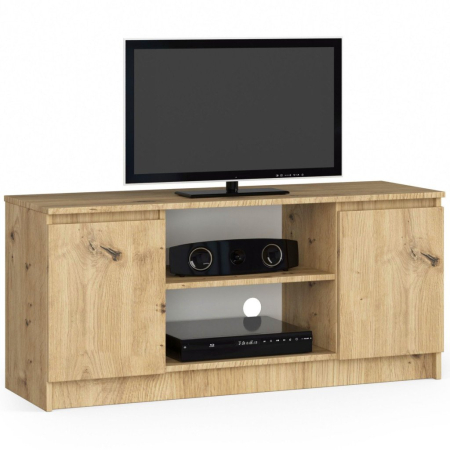 Living & hol - Comoda TV cu 2 usi si o polita, PAL laminat 16 mm, 120x40x55 cm, stejar artisan