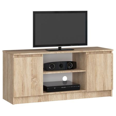 Living & hol - Comoda TV cu 2 usi si o polita, PAL laminat 16 mm, 120x40x55 cm, stejar sonoma