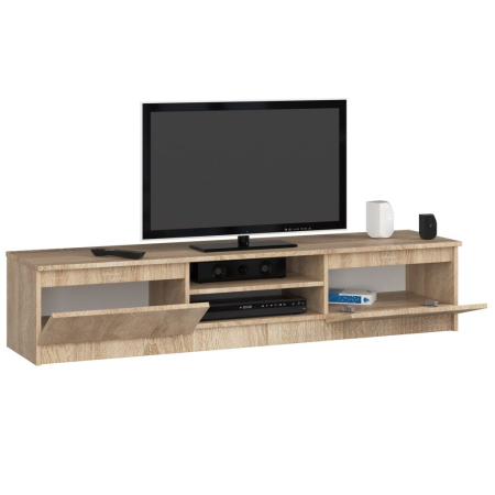 Comoda TV cu 2 usi si rafturi centrale, PAL laminat, 160x40x33 cm, stejar sonoma [1]